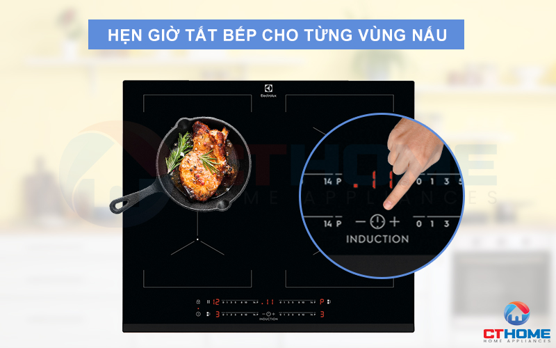 Hẹn giờ tắt bếp cho từng vùng nấu của bếp EIV644