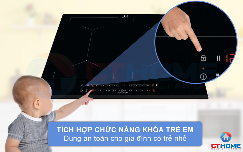 Chức năng khóa trẻ em của bếp từ âm EIV644