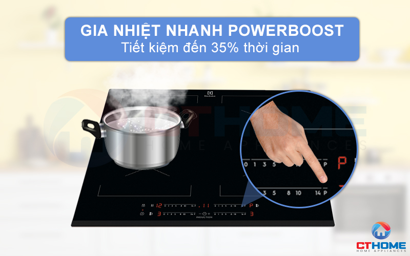 Chức năng gia nhiệt nhanh của bếp từ EIV644