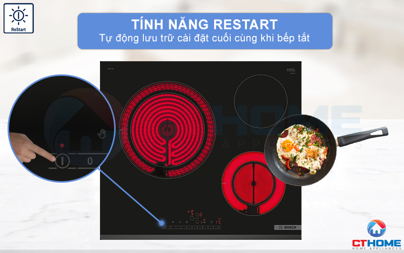 Lưu trữ cài đặt cuối khi bếp tắt với công nghệ ReStart