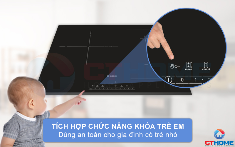 Tính năng khóa trẻ em phù hợp với gia đình có trẻ nhỏ.