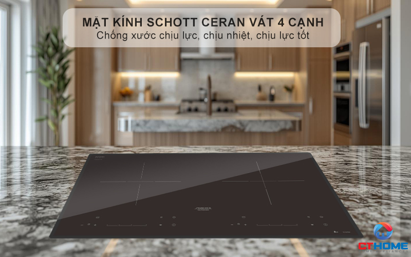Mặt kính Schott Ceran vát 4 cạnh dễ lau chùi, chống trầy xước