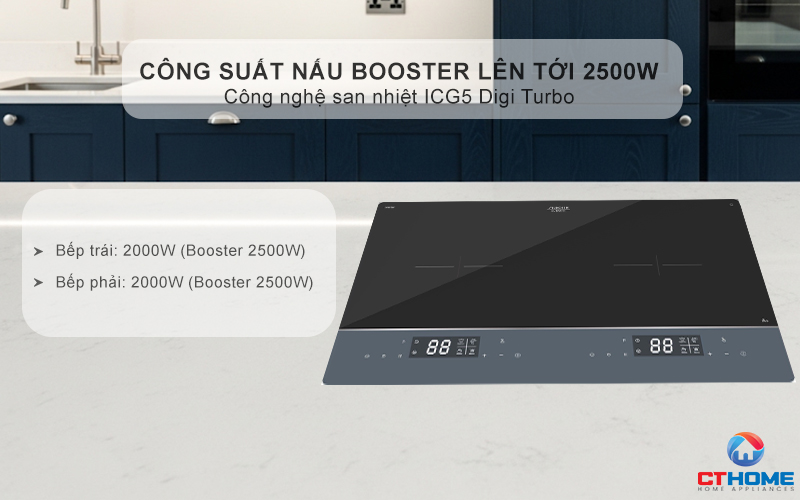 Tổng công suất 3500W với công nghệ san nhiệt ICG5 Digi Turbo