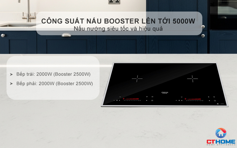 Tổng công suất lên tới 5000W nấu nướng nhanh chóng