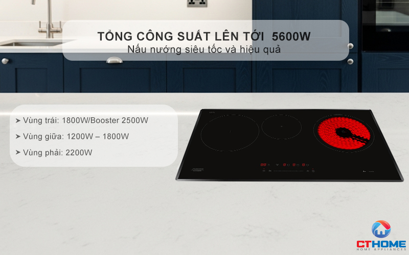 Công suất mạnh mẽ – Nấu nhanh, tiết kiệm thời gian