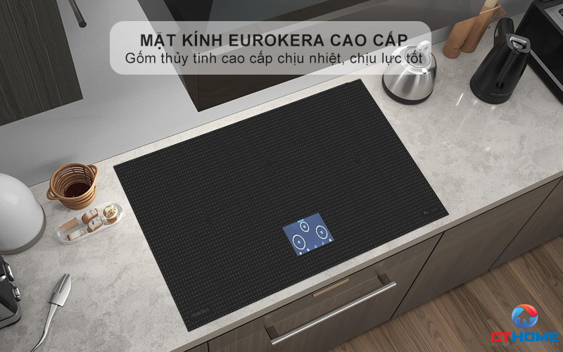 Mặt kính EuroKera cao cấp chịu nhiệt tốt, dễ lau chùi