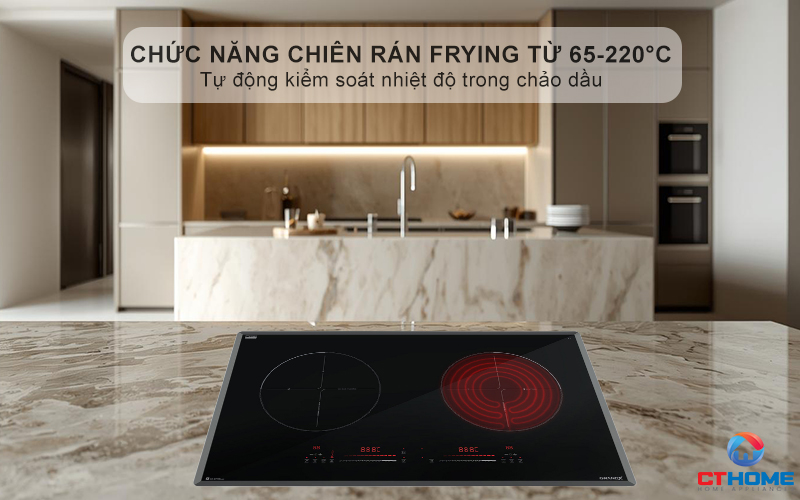 Chức năng chiên rán (Frying) kiểm soát nhiệt độ chính xác từ 65°C đến 220°C