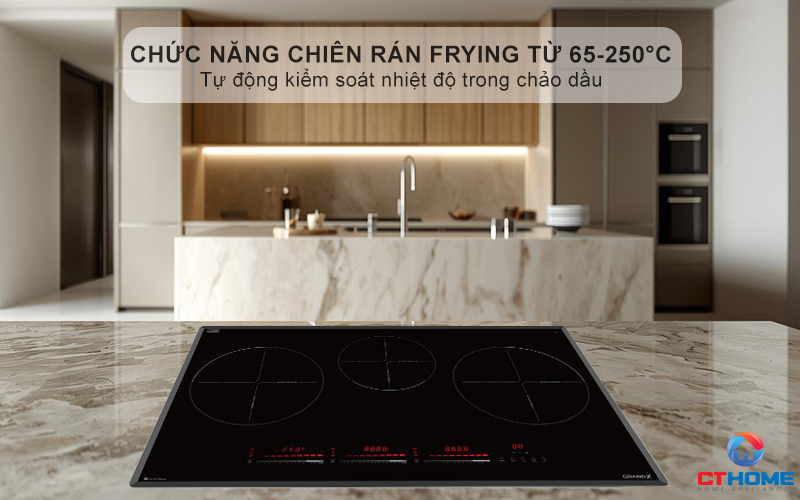 Tự động kiểm soát nhiệt độ trong chảo dầu với chức năng chiên rán Frying từ 65-250°C