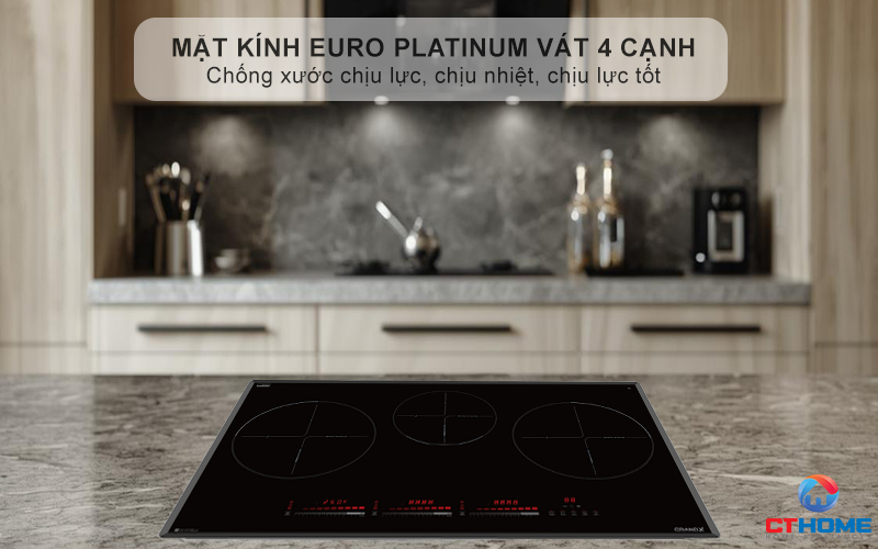 Mặt kính EURO Platinum cao cấp, chịu lực, chịu nhiệt và dễ dàng vệ sinh