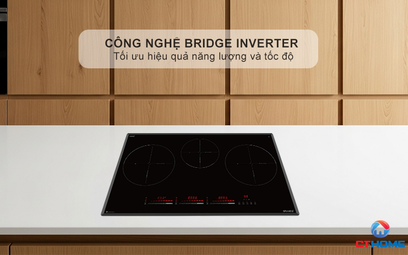 Công nghệ Bridge Inverter giúp tối ưu hóa điện năng tiêu thụ, tiết kiệm đến 38% điện năng so với bếp từ thông thường