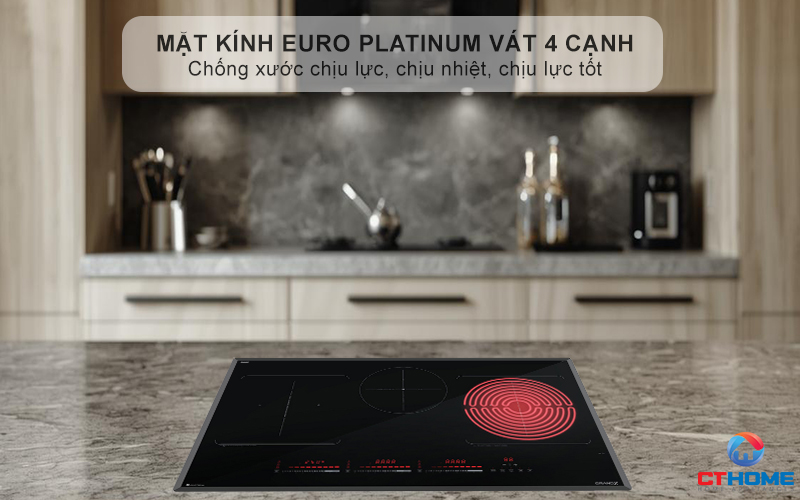 Mặt kính EURO Platinum cao cấp, chịu lực, chịu nhiệt và dễ dàng vệ sinh