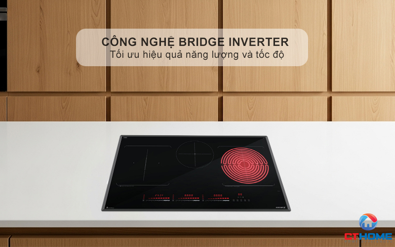 Công nghệ Bridge Inverter giúp tối ưu hóa điện năng tiêu thụ, tiết kiệm đến 38% điện năng so với bếp từ thông thường