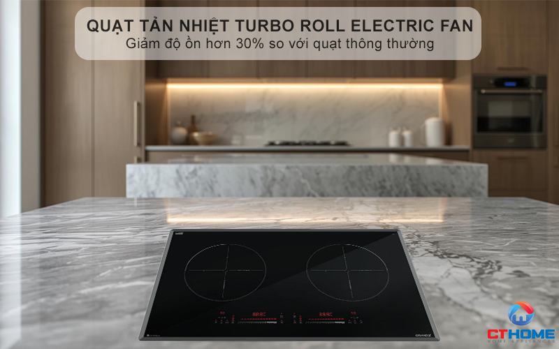 Quạt tản nhiệt Turbo hoạt động êm ái, độ ồn ≤ 38dB, tăng tuổi thọ cho bếp