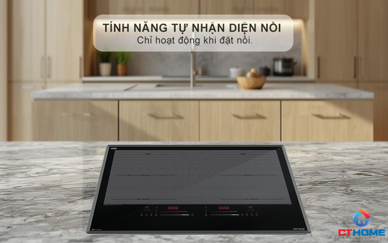 Tự động nhận diện nồi (Automatically find pot) và chỉ làm nóng khi có nồi, an toàn và tiết kiệm