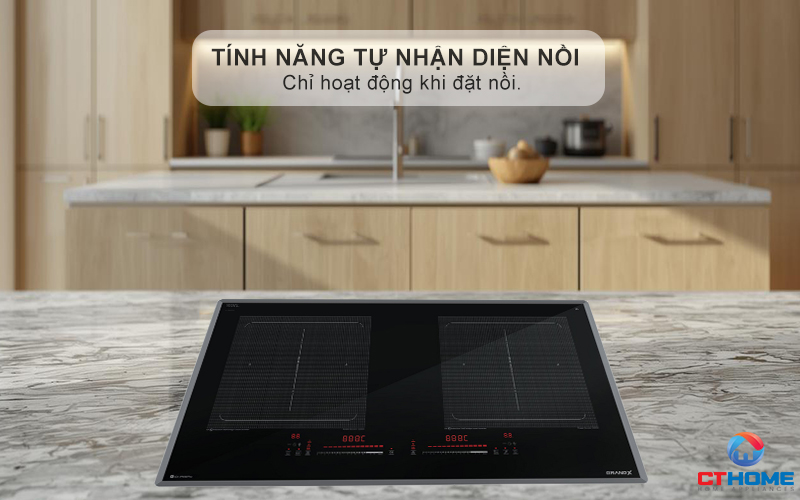 Tự động nhận diện nồi (Automatically find pot) và chỉ làm nóng khi có nồi, an toàn và tiết kiệm