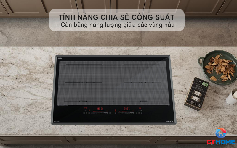 Tính năng chia sẻ công suất giữa 2 vùng nấu, chống quá tải