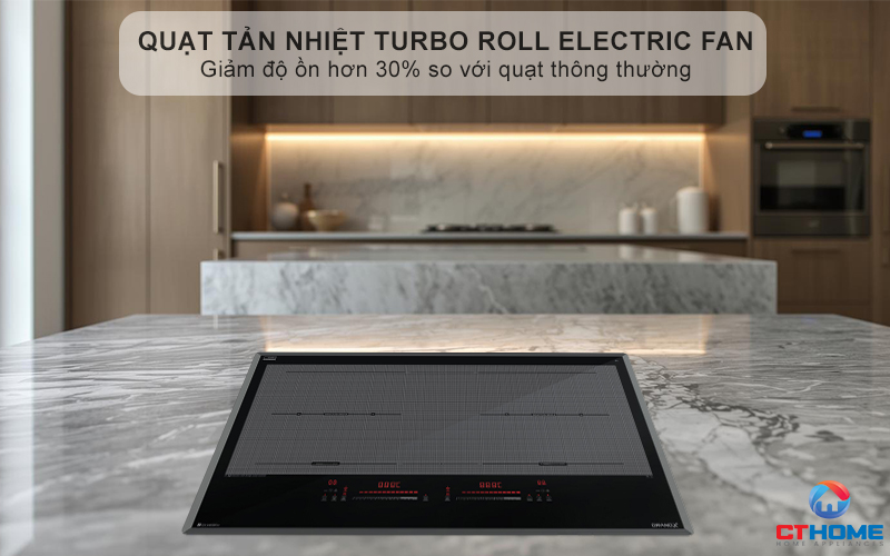 Quạt tản nhiệt Turbo hoạt động êm ái, độ ồn ≤ 38dB, tăng tuổi thọ cho bếp