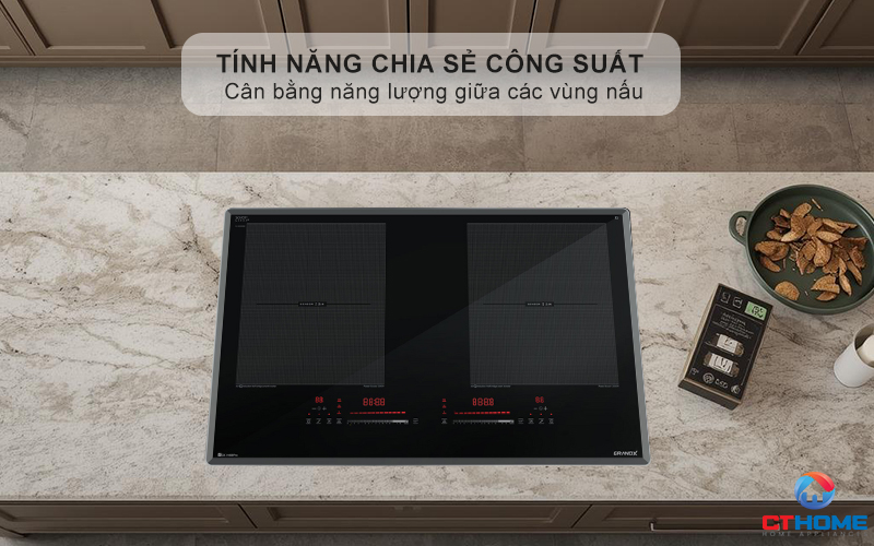 Tính năng chia sẻ công suất giữa 2 vùng nấu, chống quá tải
