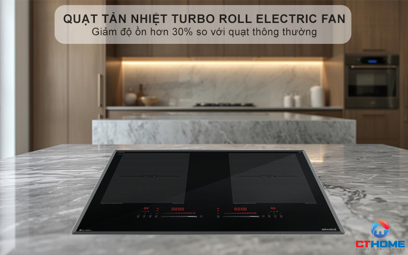 Quạt tản nhiệt Turbo hoạt động êm ái, độ ồn ≤ 36dB, tăng tuổi thọ cho bếp