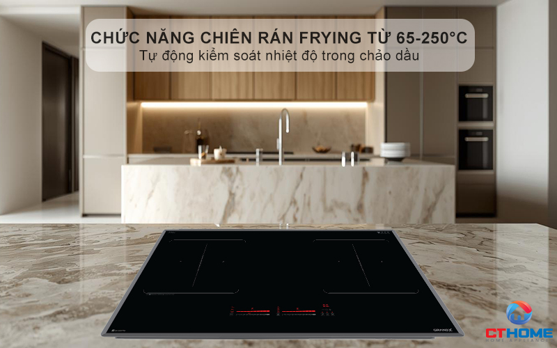 Tự động kiểm soát nhiệt độ trong chảo dầu với chức năng chiên rán Frying từ 65-250°C