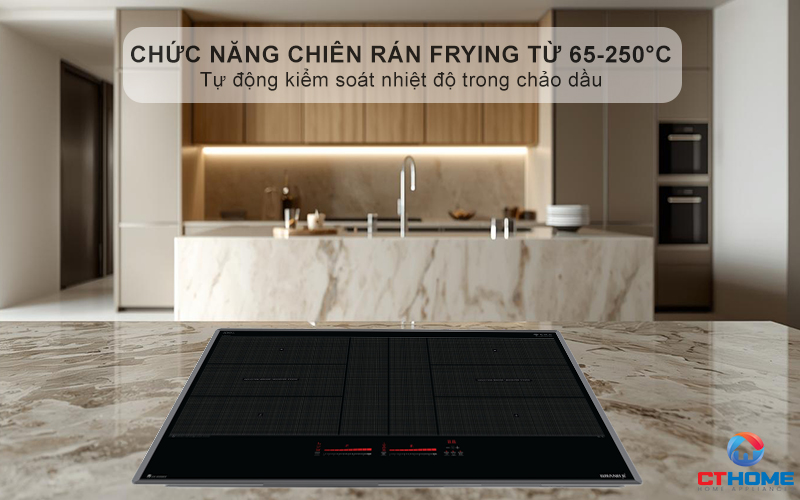 Tự động kiểm soát nhiệt độ trong chảo dầu với chức năng chiên rán Frying từ 65-250°C