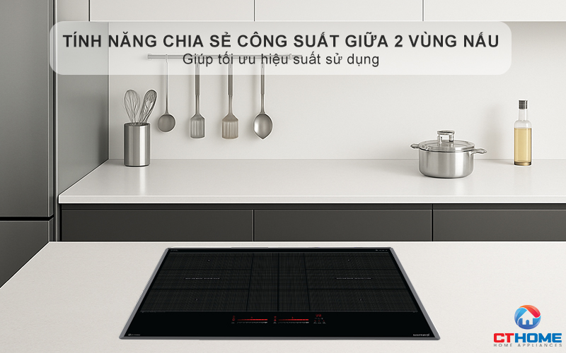 Tính năng chia sẻ công suất tối đa 3700W giữa 2 vùng nấu, giúp tối ưu hiệu suất sử dụng