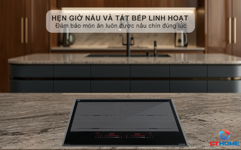 Hẹn giờ tối đa 99 phút cho từng vùng nấu, giúp người dùng chủ động hơn trong việc nấu ăn