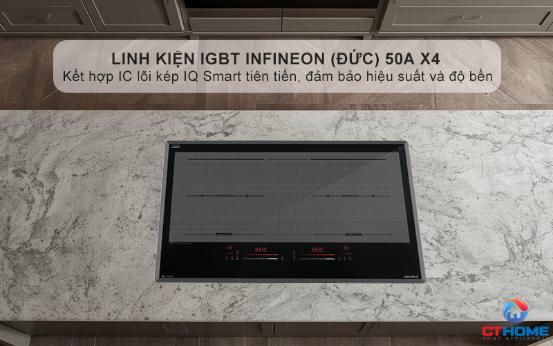 IGBT Infineon Germany 50A X4 và IC Dual lõi kép IQ smart giúp bếp hoạt động ổn định, bền bỉ