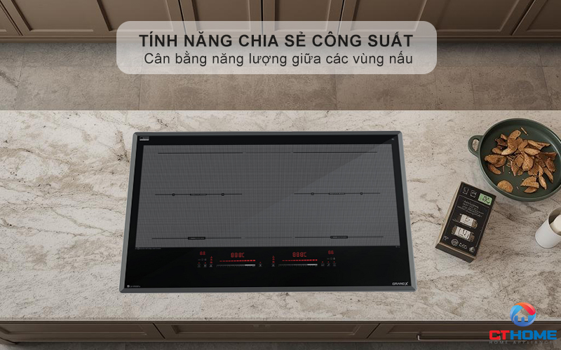Tính năng chia sẻ công suất giữa 2 vùng nấu, chống quá tải