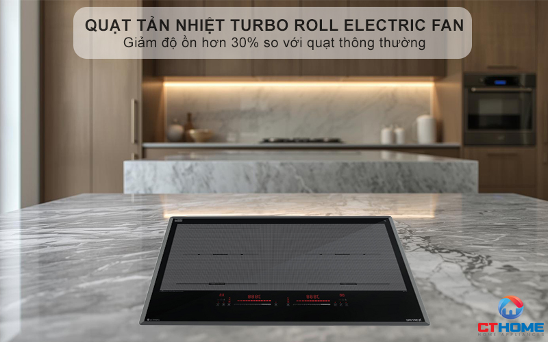 Quạt tản nhiệt Turbo hoạt động êm ái, độ ồn ≤ 38dB, tăng tuổi thọ cho bếp