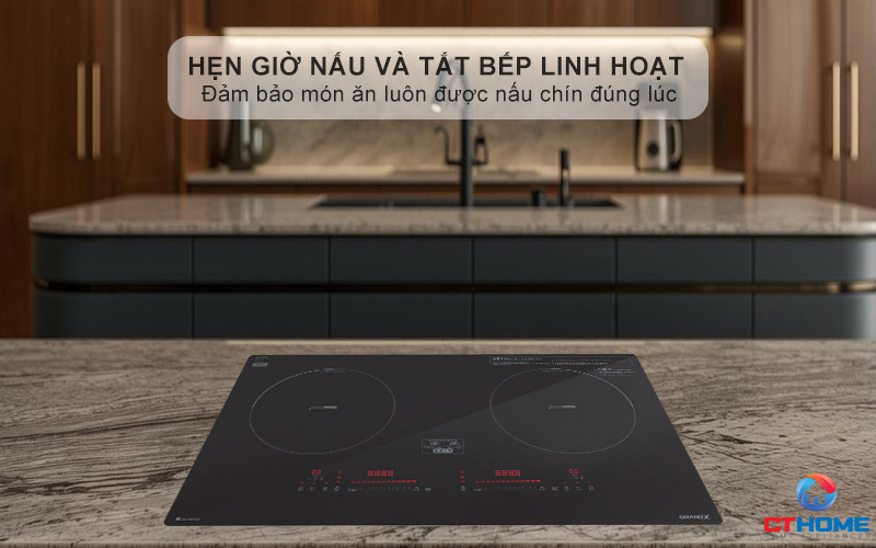 Hẹn giờ tối đa 99 phút cho từng vùng nấu, giúp người dùng chủ động hơn trong việc nấu ăn