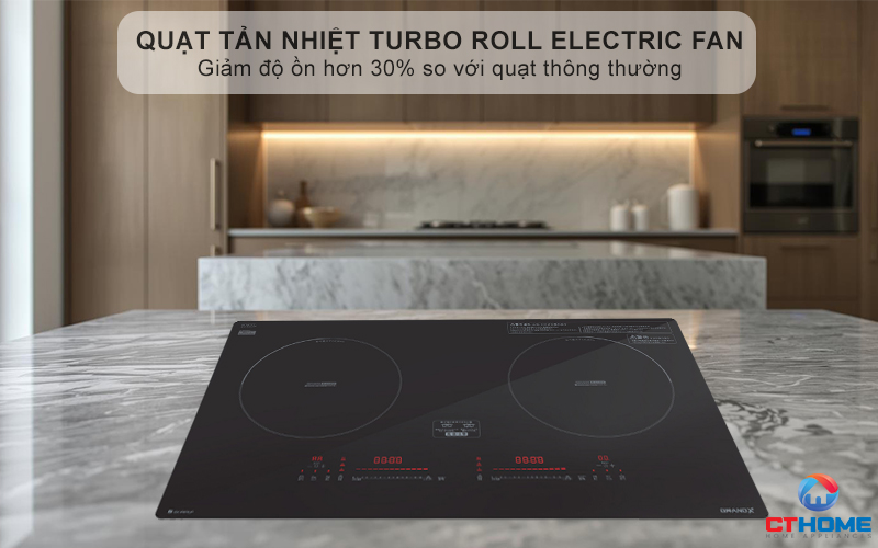 Quạt tản nhiệt Turbo hoạt động êm ái, độ ồn ≤ 36dB, tăng tuổi thọ cho bếp