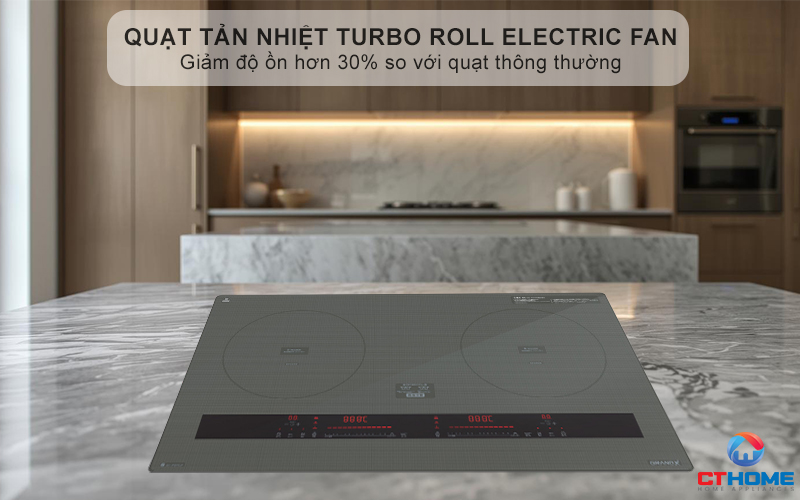 Quạt tản nhiệt Turbo hoạt động êm ái, độ ồn ≤ 36dB, tăng tuổi thọ cho bếp