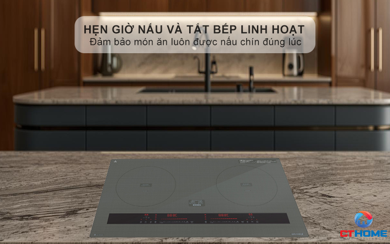 Hẹn giờ tối đa 99 phút cho từng vùng nấu, giúp người dùng chủ động hơn trong việc nấu ăn