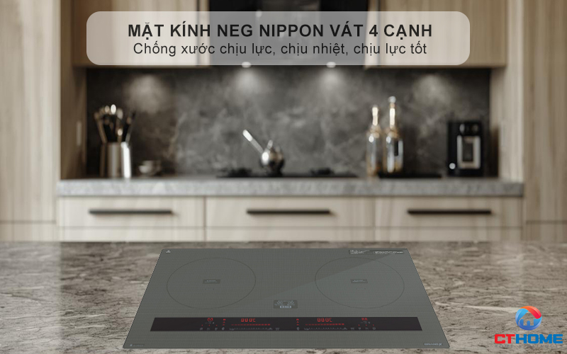 Mặt kính NEG Nippon sản xuất tại Nhật Bản, nổi bật với độ bền cao, vát 4 cạnh tinh xảo
