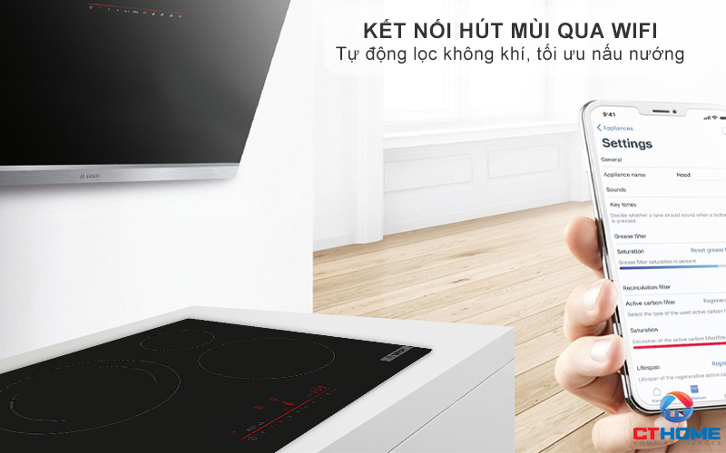 Kết nối hút mùi qua wifi: Tự động lọc sạch không khí, tối ưu nấu nướng