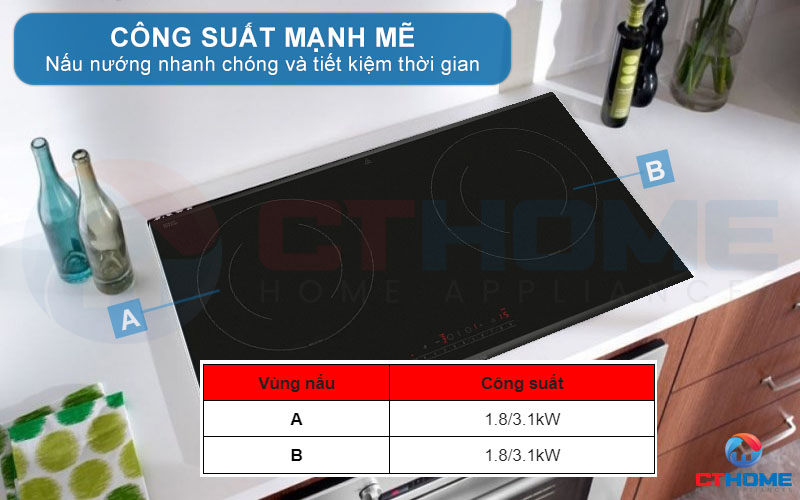 Nấu ăn nhanh chóng với tổng công suất nấu 3500W