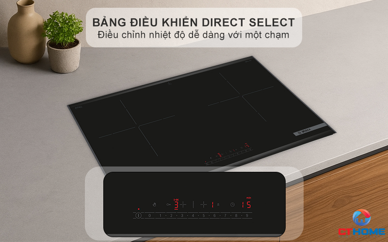 Bảng điều khiển cảm ứng Direct Select thao tác nấu nướng dễ dàng