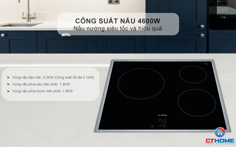 Nấu ăn nhanh chóng với tổng công suất nấu 4600W