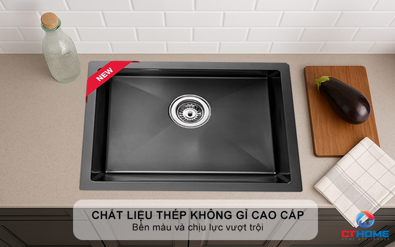 CHẬU INOX 1 HỐC RỬA BEX LINEA 55.40 BK BEXLINEA5540BK 3