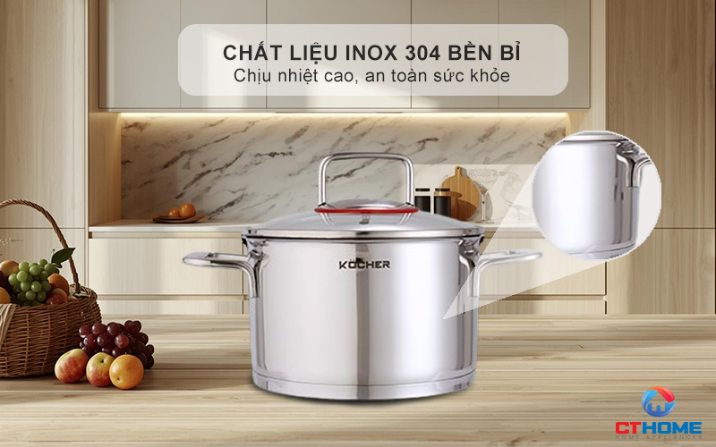 Chất liệu inox 304 chịu nhiệt cao