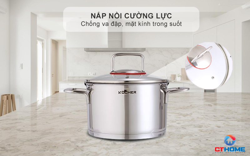 Nắp nồi sử dụng kính cường lực chống vỡ