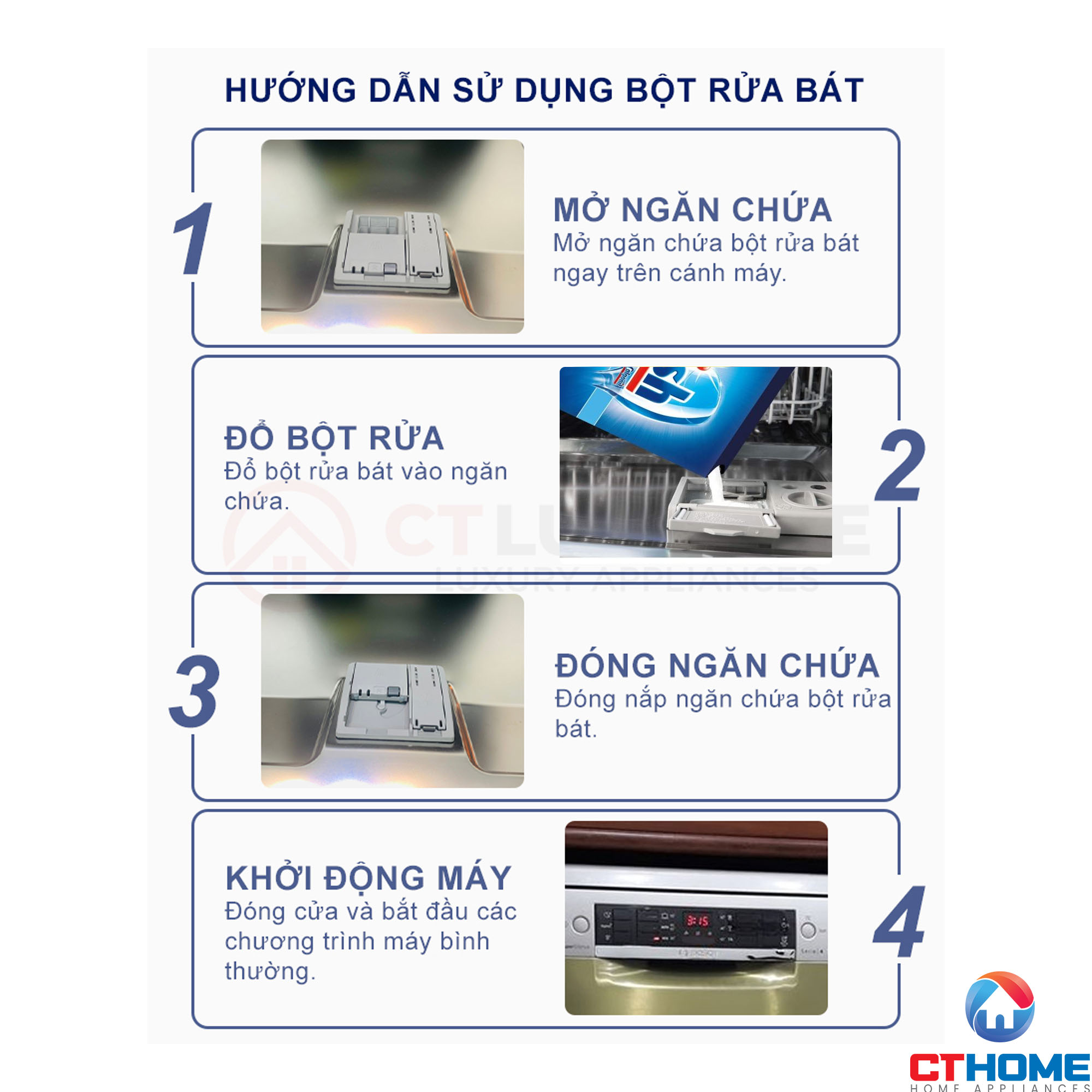 Cách sử dụng bột rửa bát Finish classic 1.3kg