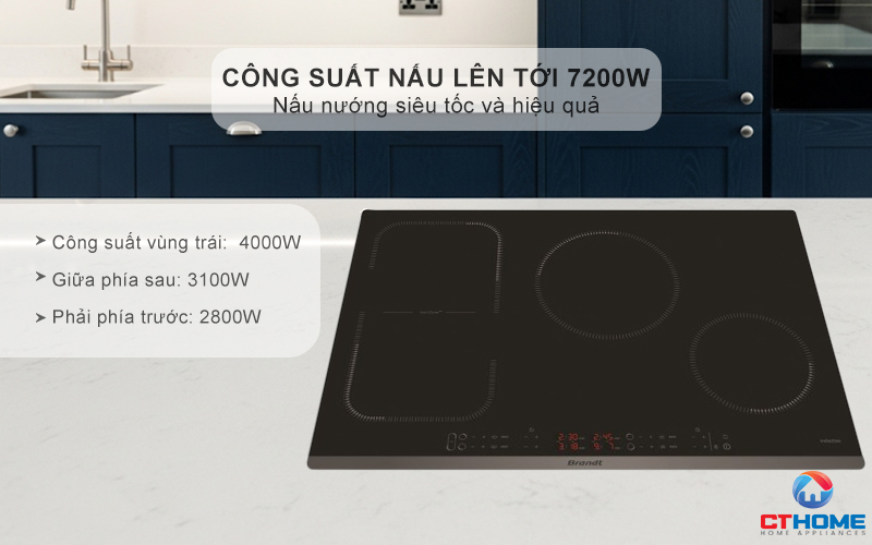 BẾP TỪ 3 VÙNG NẤU BRANDT BPI6449BL 7200W MÀU ĐEN 3