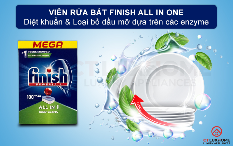 Giới thiệu viên rửa bát Finish All in one 100 viên