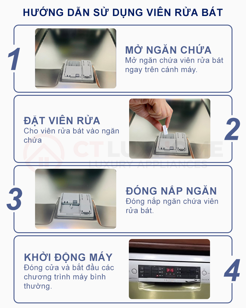 Hướng dẫn sử dụng viên rửa bát Finish All in one 100 viên