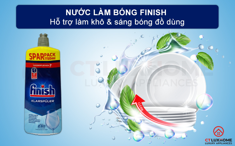 Giới thiệu về nước làm bóng Finish 1150ml dành cho máy rửa bát