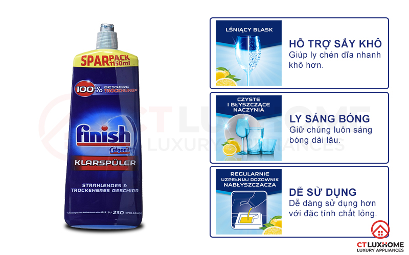 Tính năng vượt trội của nước làm bóng Finish 1150ml