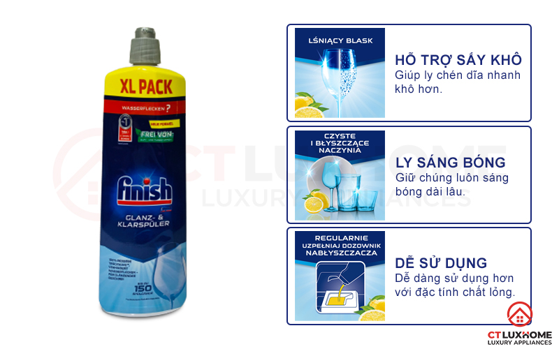 Tính năng vượt trội của nước làm bóng Finish 750ml