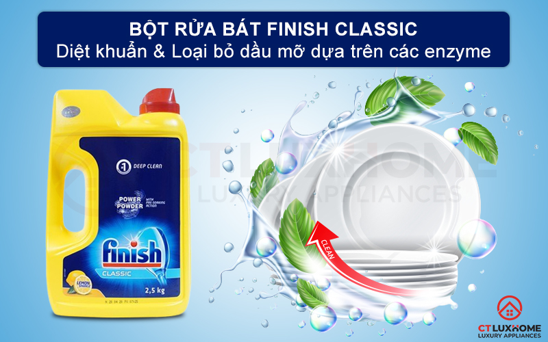 Giới thiệu về Bột rửa bát Finish Lemon 2,5kg hương chanh